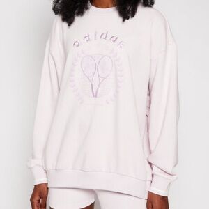 adidas Originals Tennis Luxe Logo Sweatshirt - Pearl - Oversized - SMALL